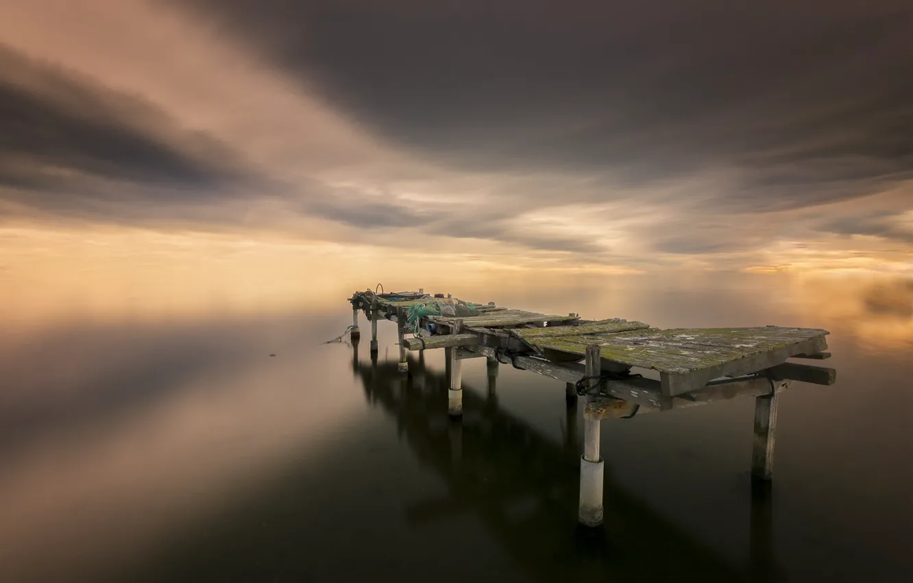 Photo wallpaper sea, bridge, nature