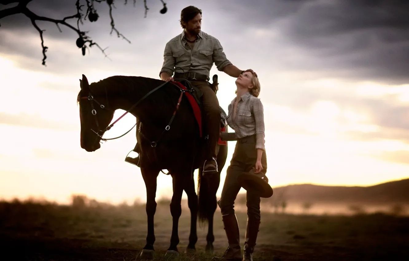Photo wallpaper 2008, cinema, Nicole Kidman, Hugh Jackman, woman, man, movie, horse