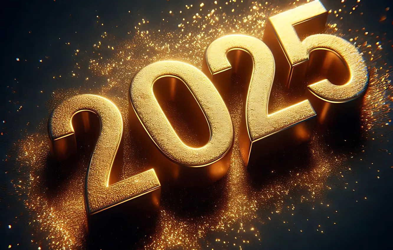 Photo wallpaper New Year, figures, golden, new year, numbers, 2025