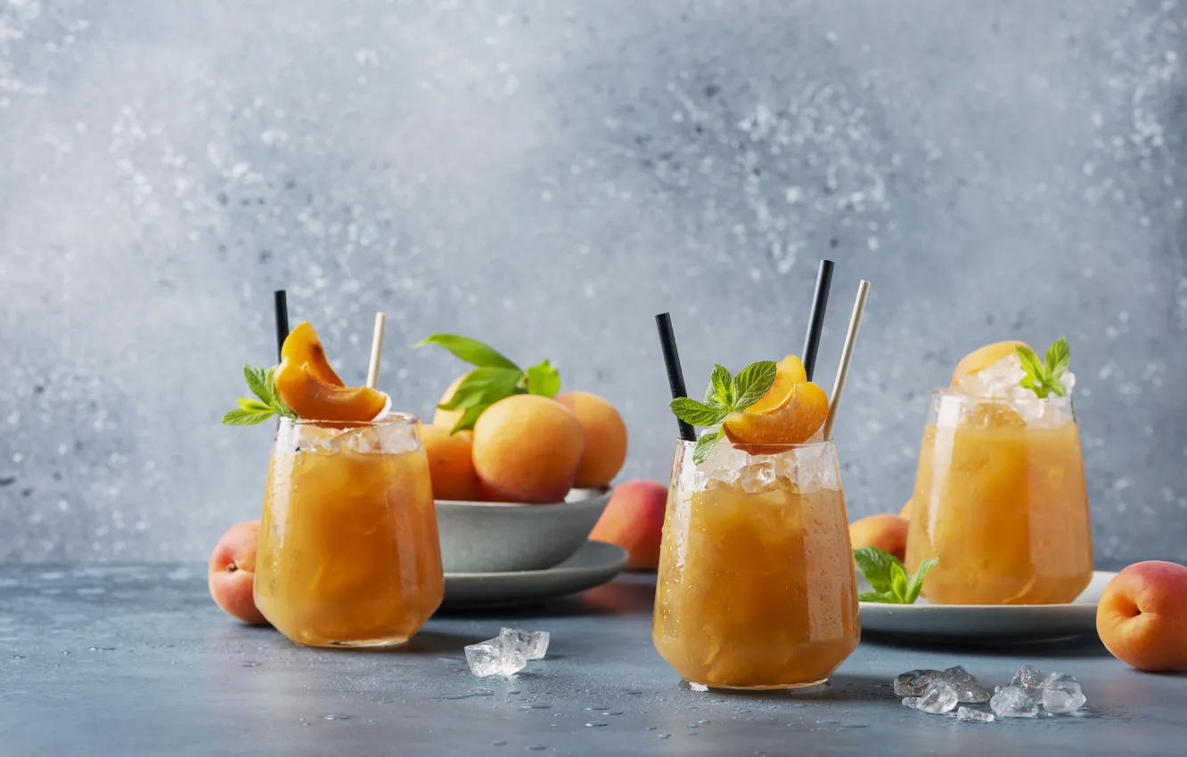 Photo wallpaper cocktail, drink, fruit, apricots, apricot, Oxana Denezhkina