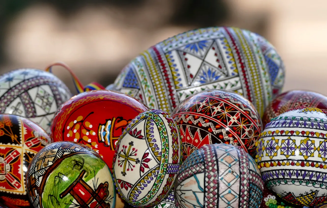 Photo wallpaper eggs, spring, Easter, Pysanka