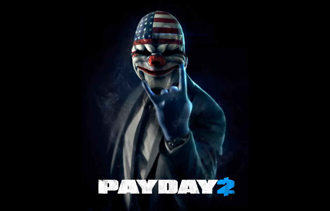 Photo wallpaper mask, black background, robbery, payday 2