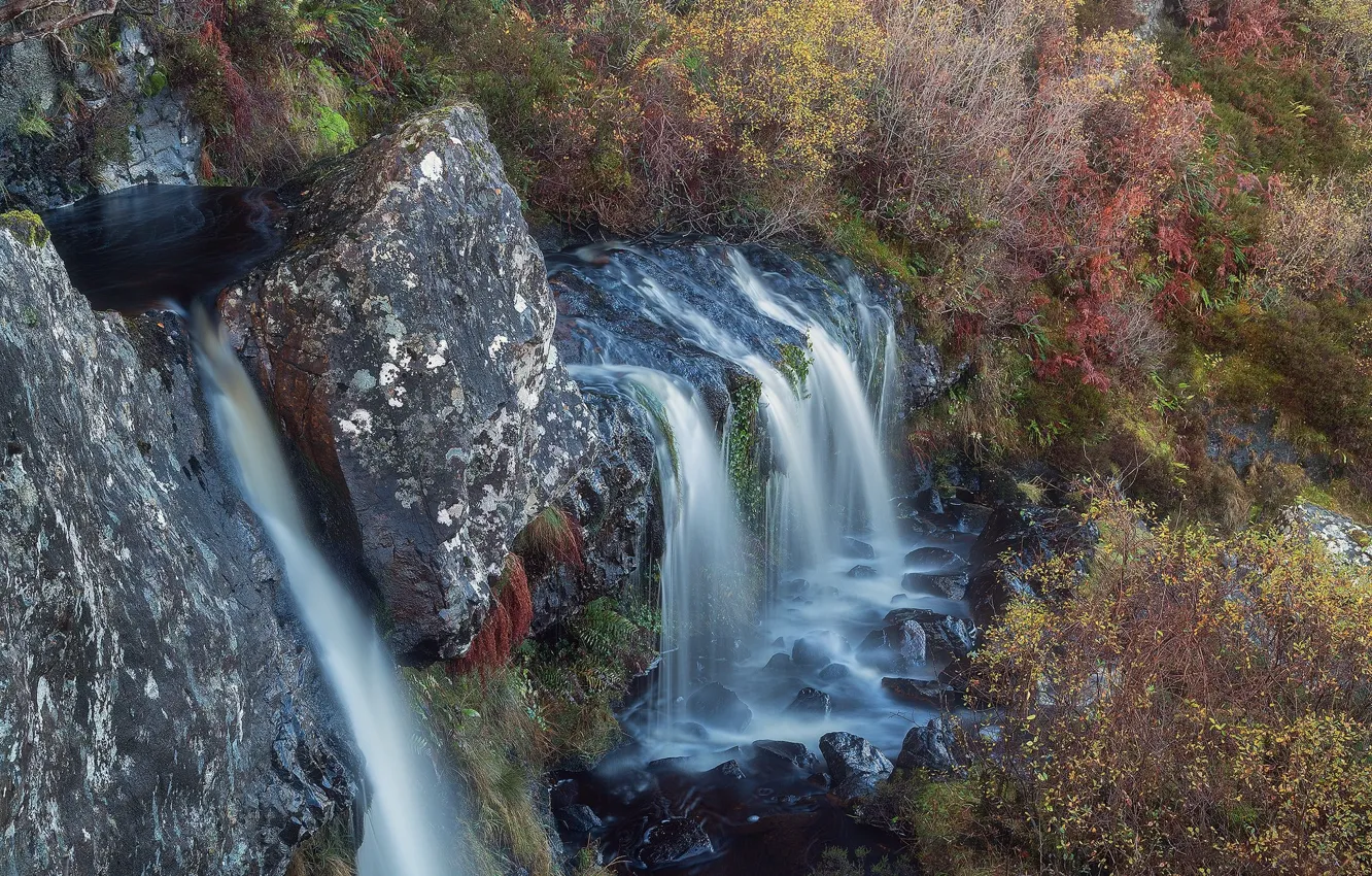 Photo wallpaper landscape, nature, rock, waterfall