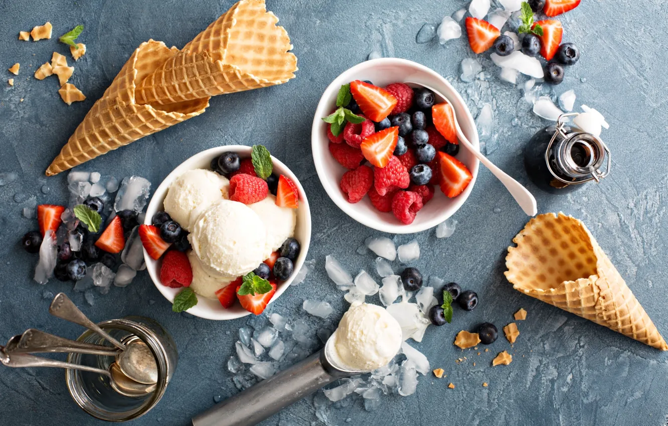 Photo wallpaper ice cream, sweet, strawberry, Ice cream, Bondarenko Rimma