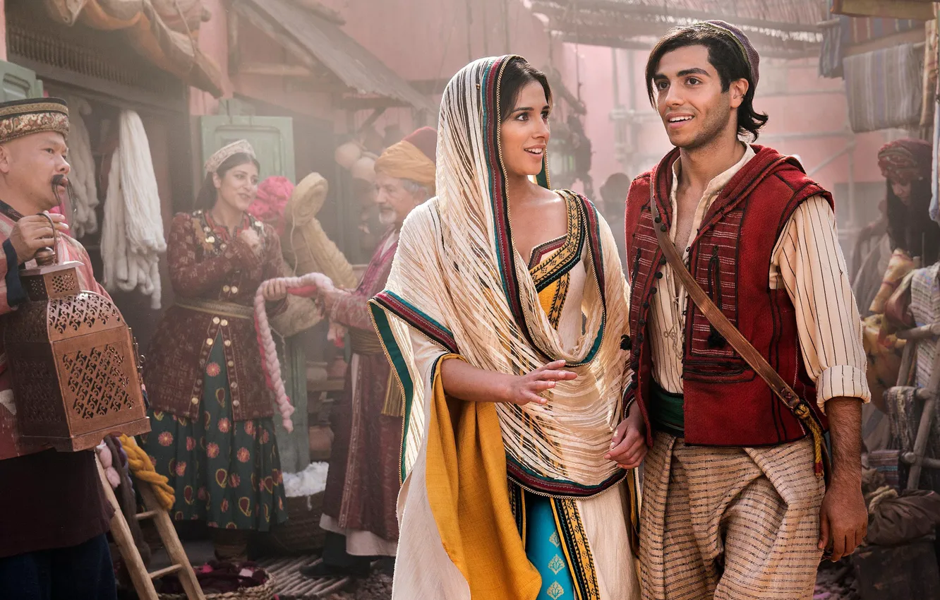 Photo wallpaper the city, street, is, Aladdin, Jasmine, Naomi Scott, Naomi Scott, Mena Massoud