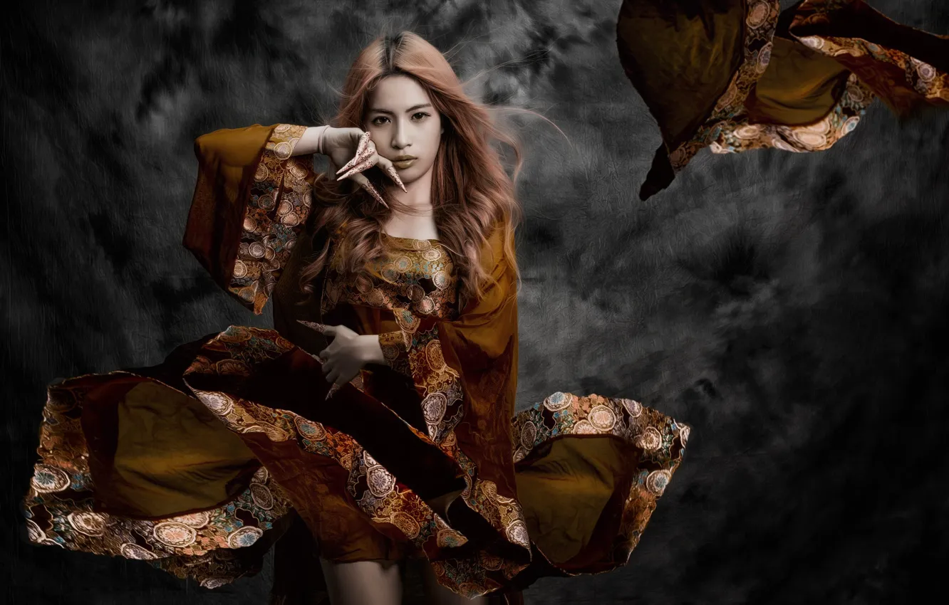 Photo wallpaper style, background, model, dress, Asian
