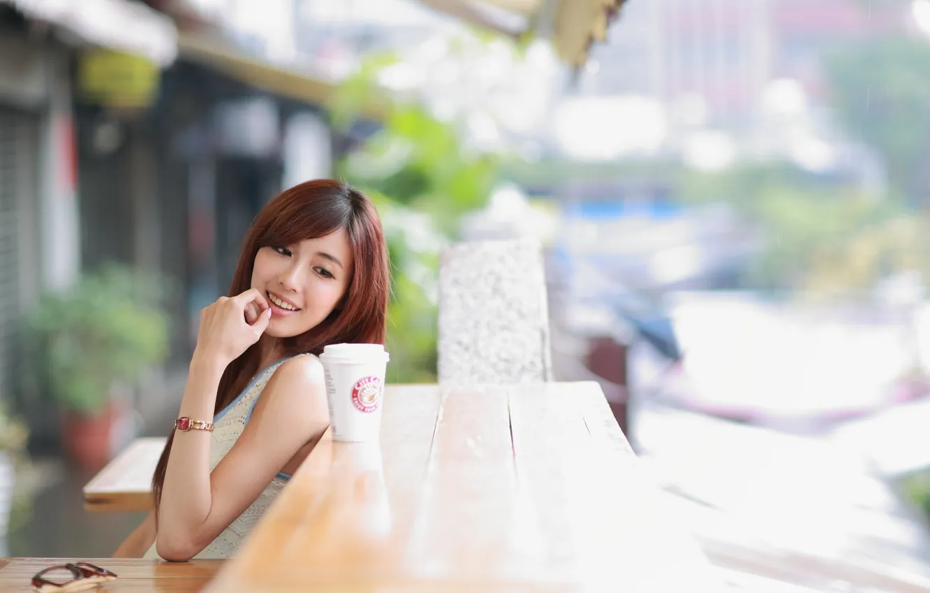 Photo wallpaper girl, light, Asian