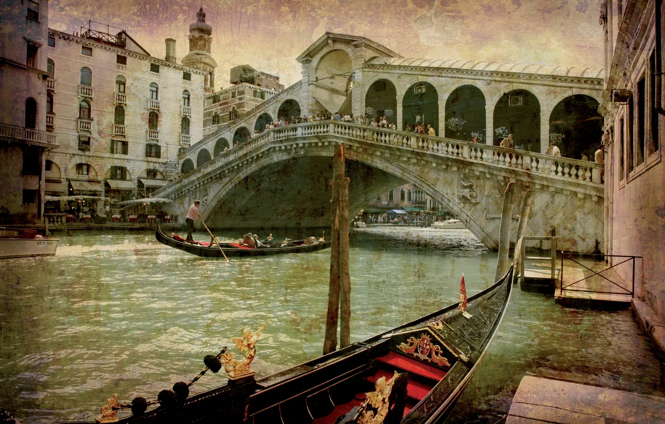 Photo wallpaper city, the city, Italy, Venice, channel, vintage, Italy, gondola