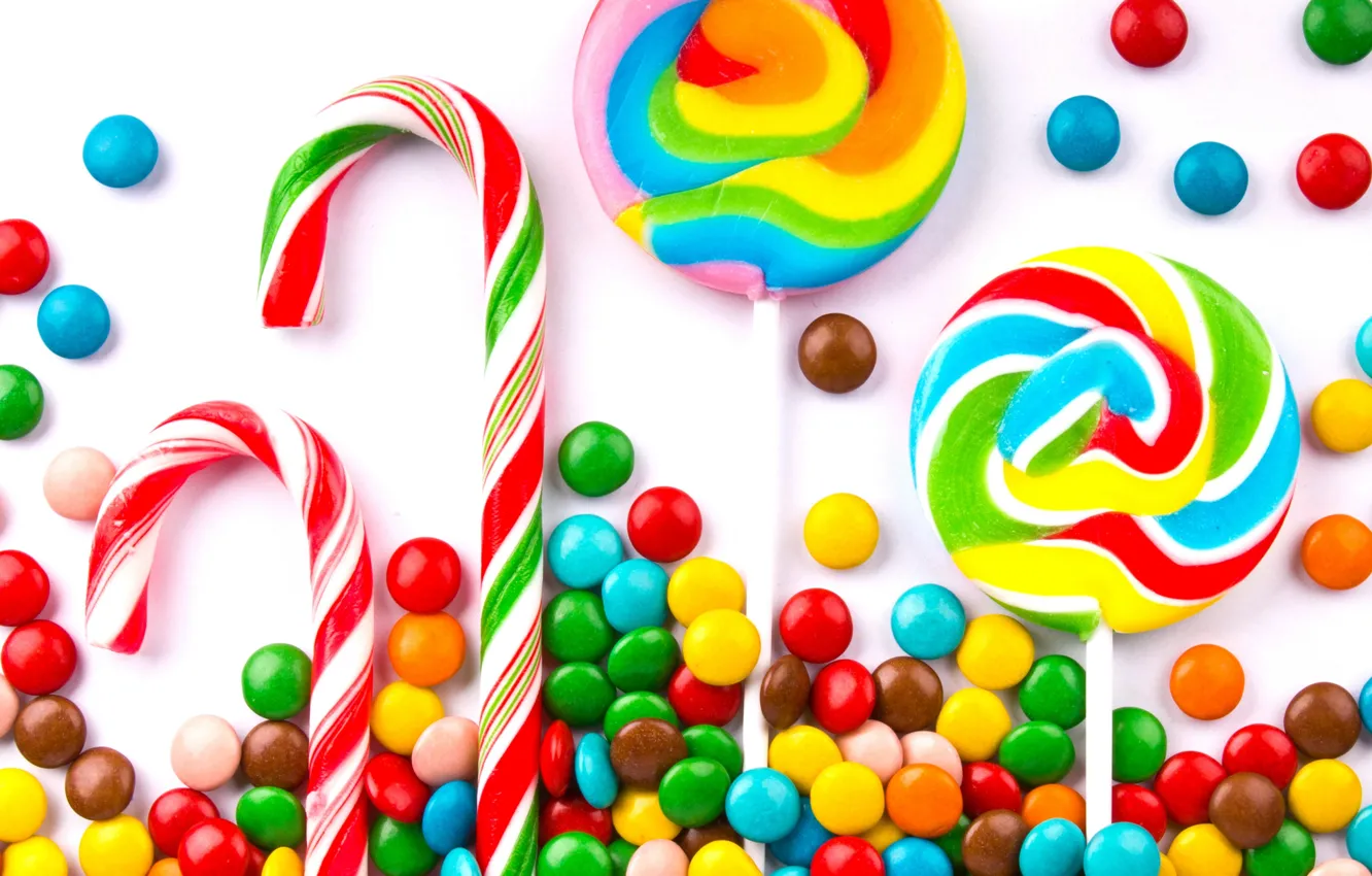 Photo wallpaper colorful, candy, lollipops, sweet, candy