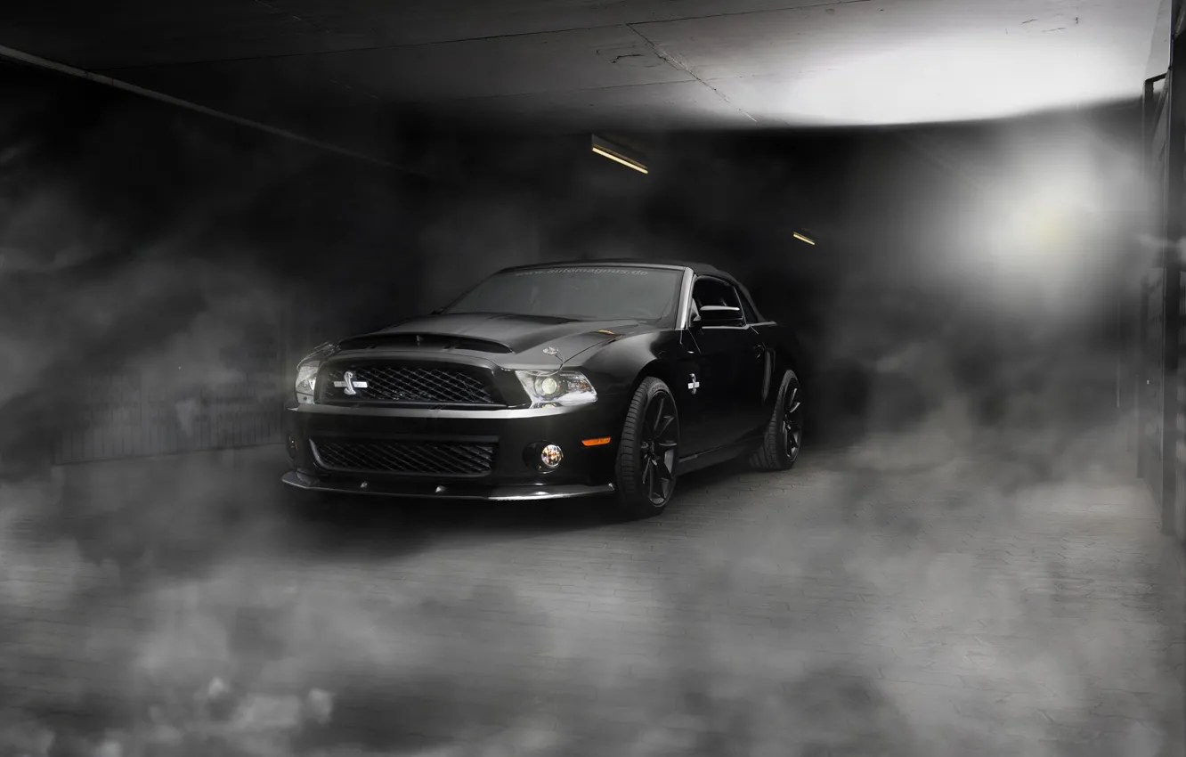 Photo wallpaper light, smoke, Mustang, Ford, Shelby, GT500, Mustang, pavers