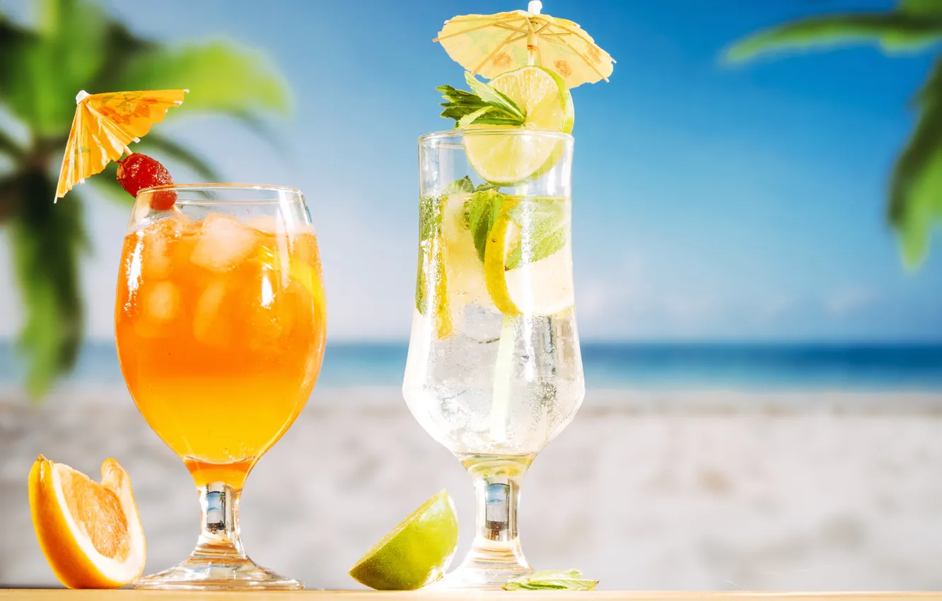 Photo wallpaper ice, beach, summer, juice, cocktail, drink