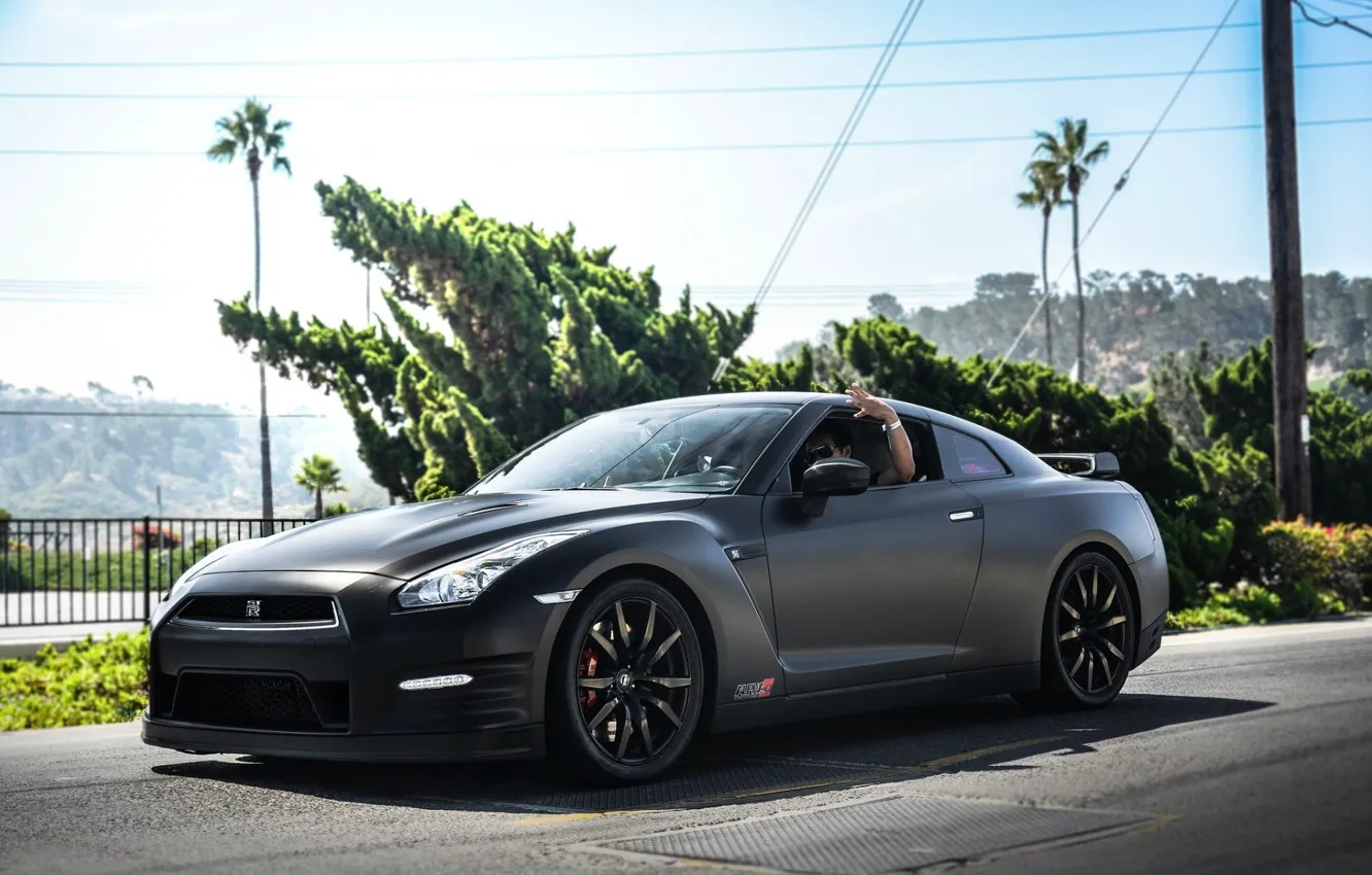 Photo wallpaper the city, hands, R35, Nissan GTR