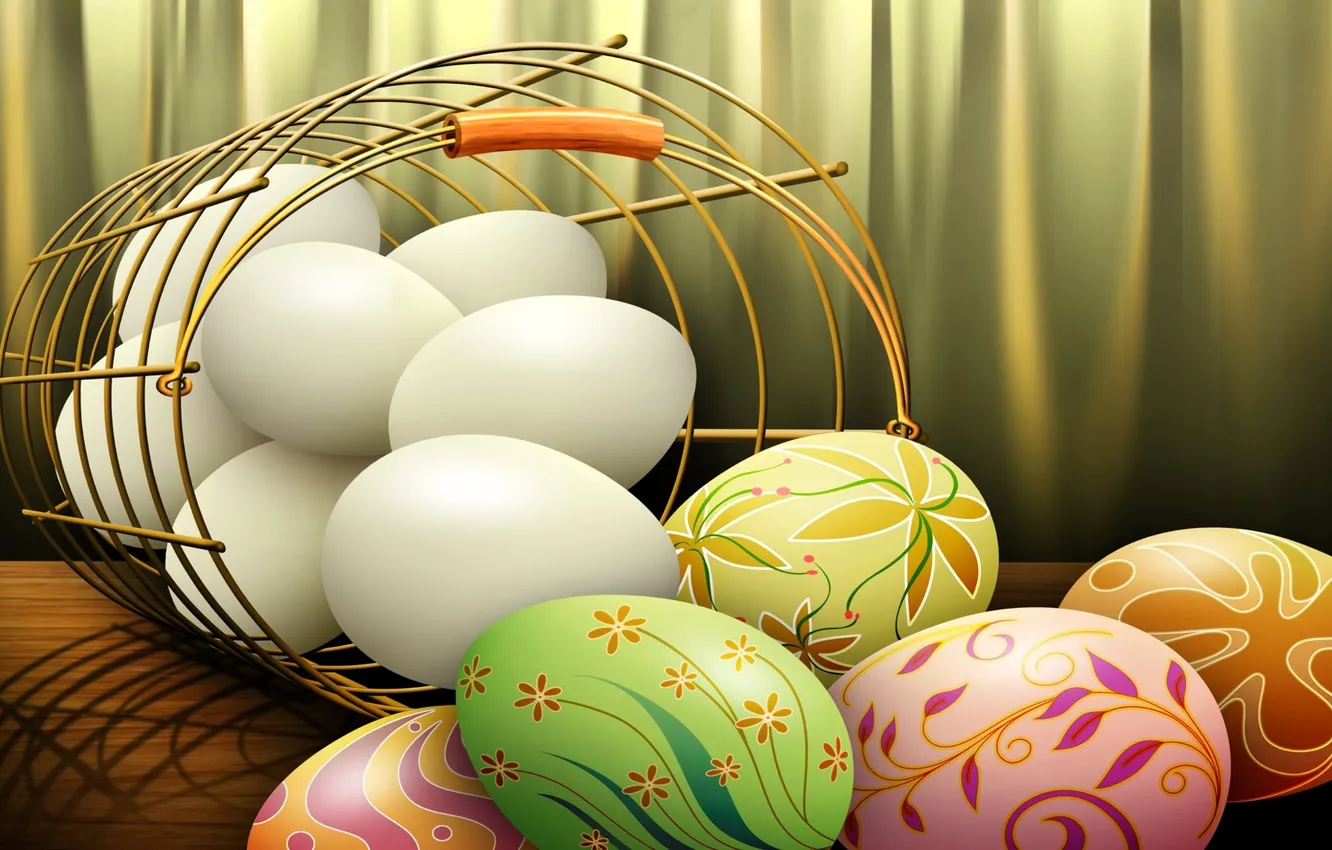 Photo wallpaper eggs, Easter, vector graphics