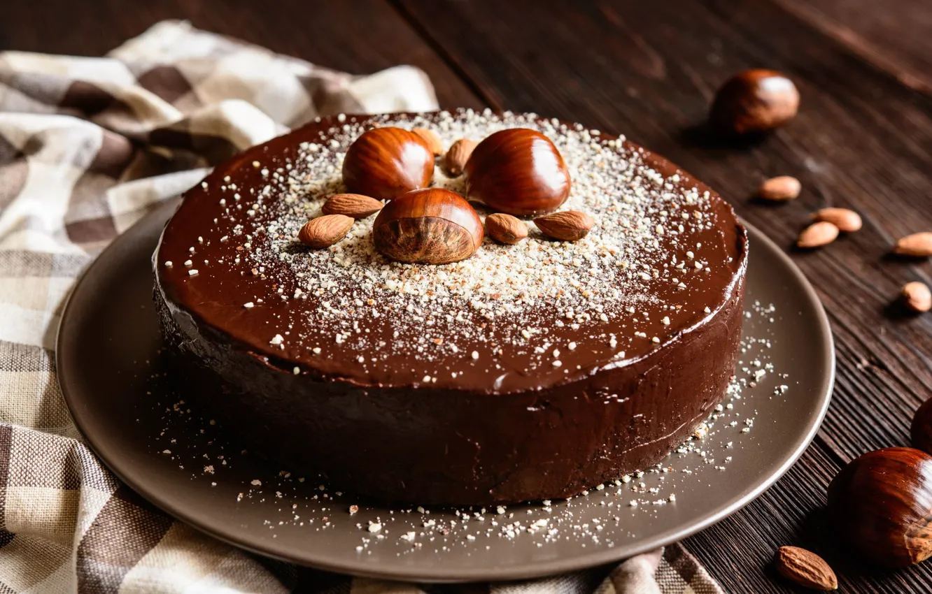 Photo wallpaper chocolate, sweets, cake, nuts, cakes
