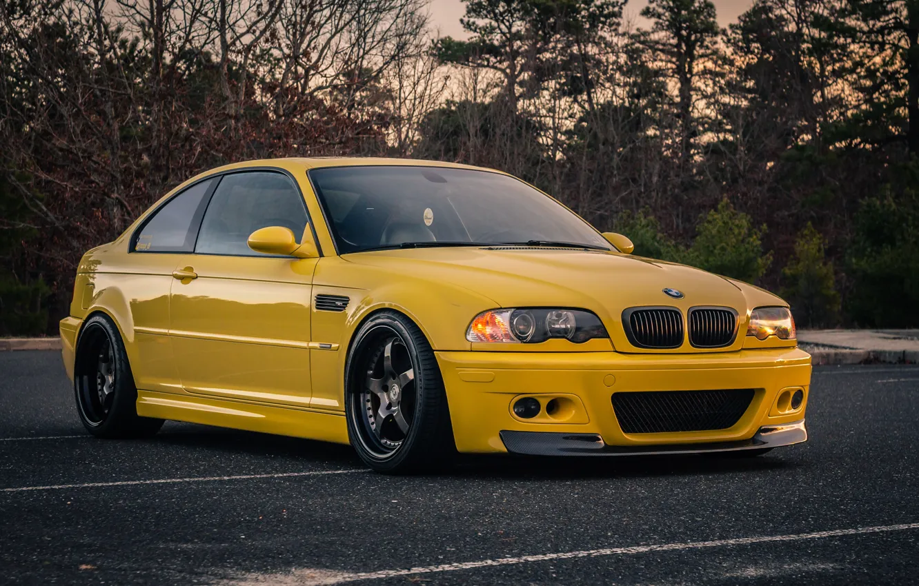 Photo wallpaper BMW, Yellow, E46, M3