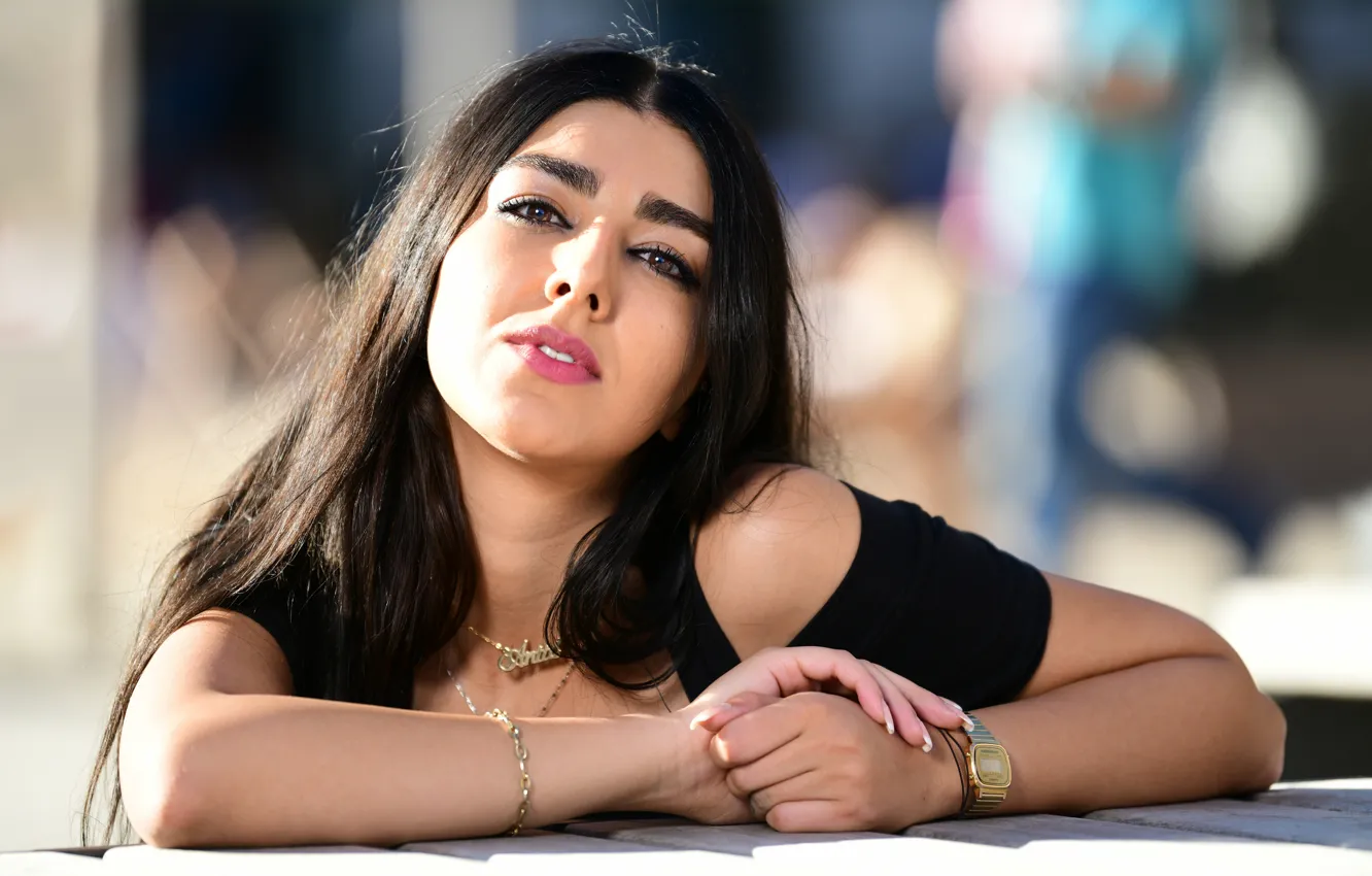 Photo wallpaper look, girl, brunette, Anita