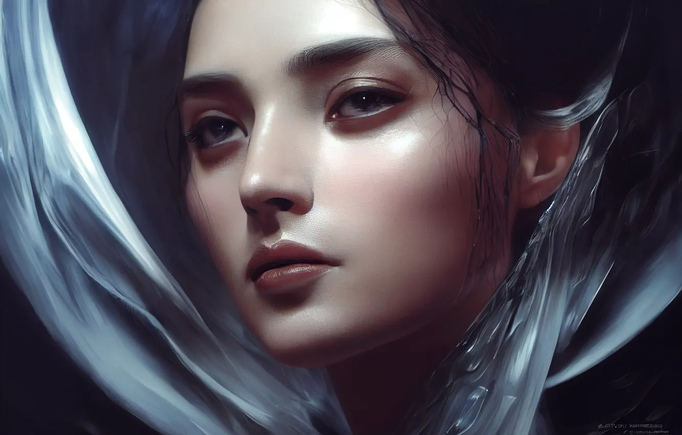 Photo wallpaper girl, face, art, neural network