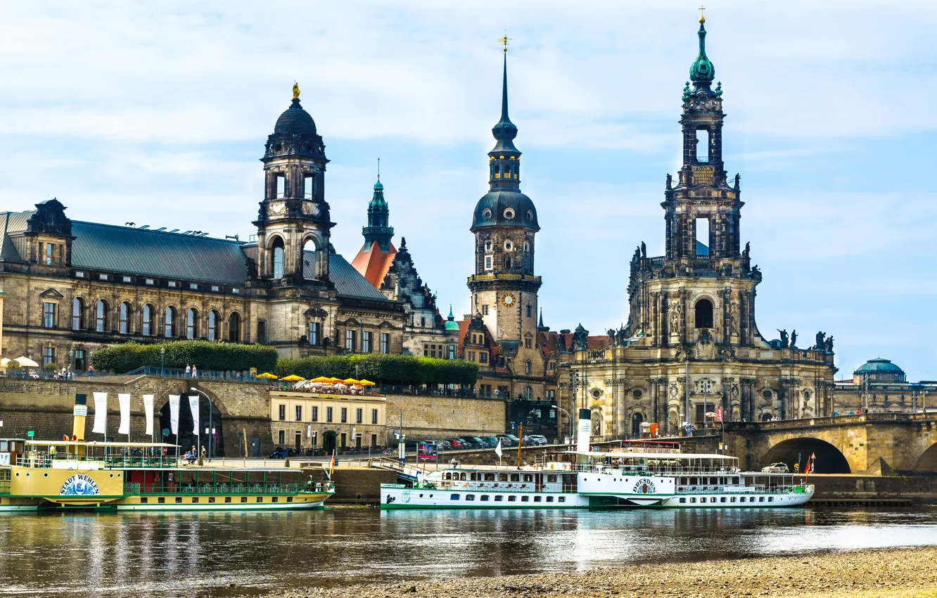 Photo wallpaper river, Germany, Dresden, Elba, Dresden, ship, Elbe