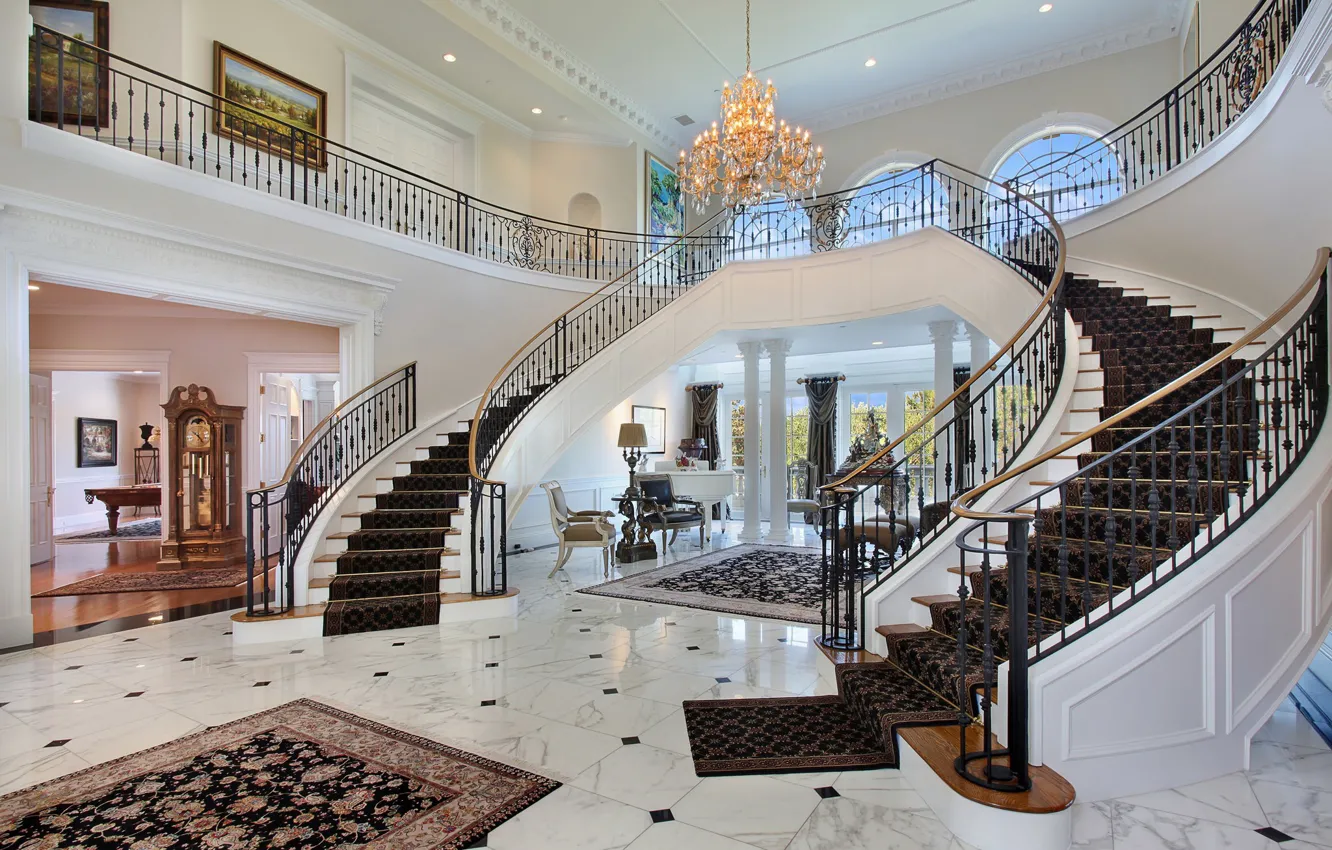 Photo wallpaper Beautiful, White, Vintage, Hall, Marble, Stairs