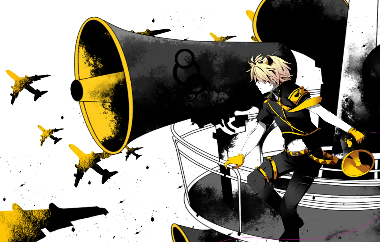 Photo wallpaper the fence, megaphone, people, micron