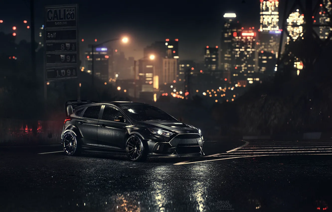 Photo wallpaper machine, auto, night, Ford, Focus, Ford, nfs, Ford Focus