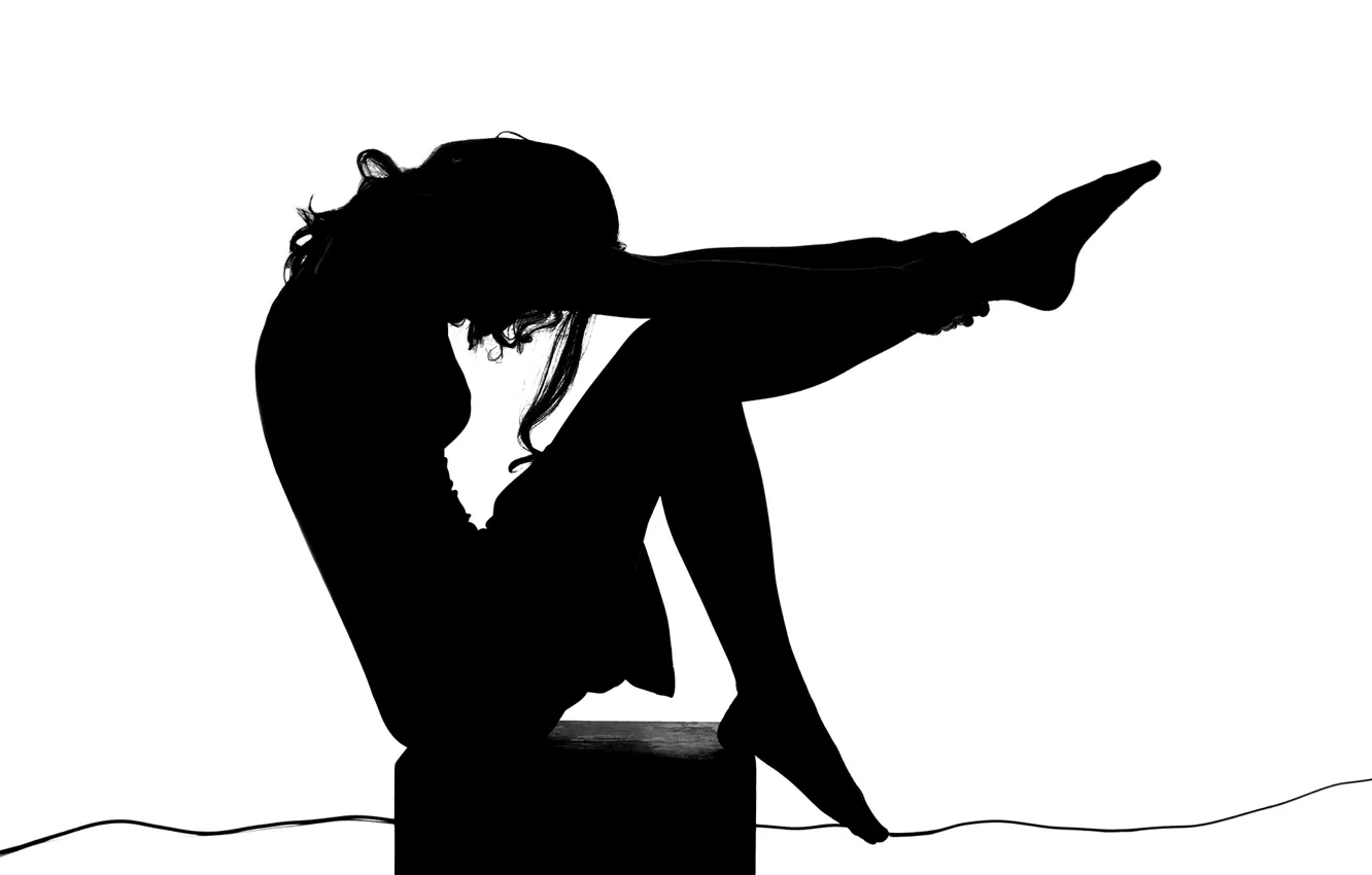 Photo wallpaper girl, silhouette, monochrome
