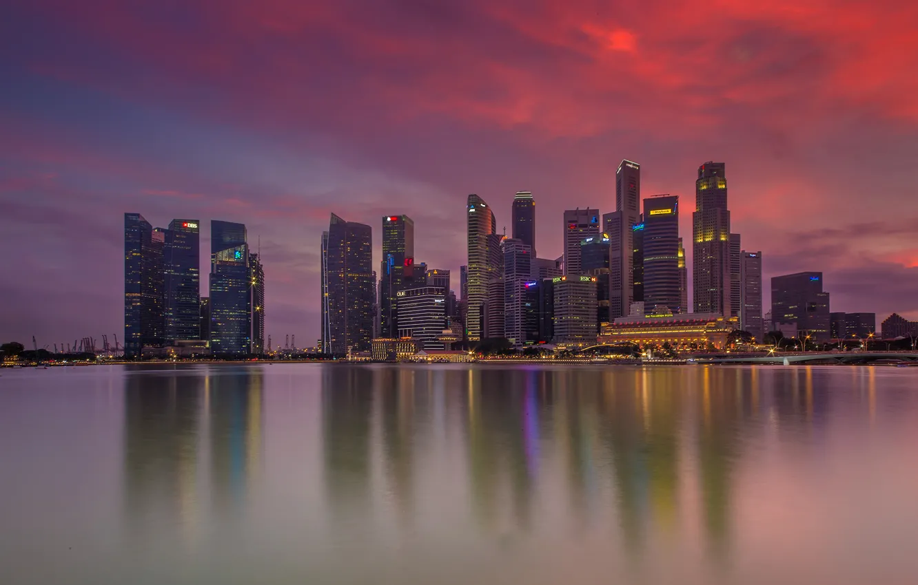 Photo wallpaper lights, home, the evening, Singapore