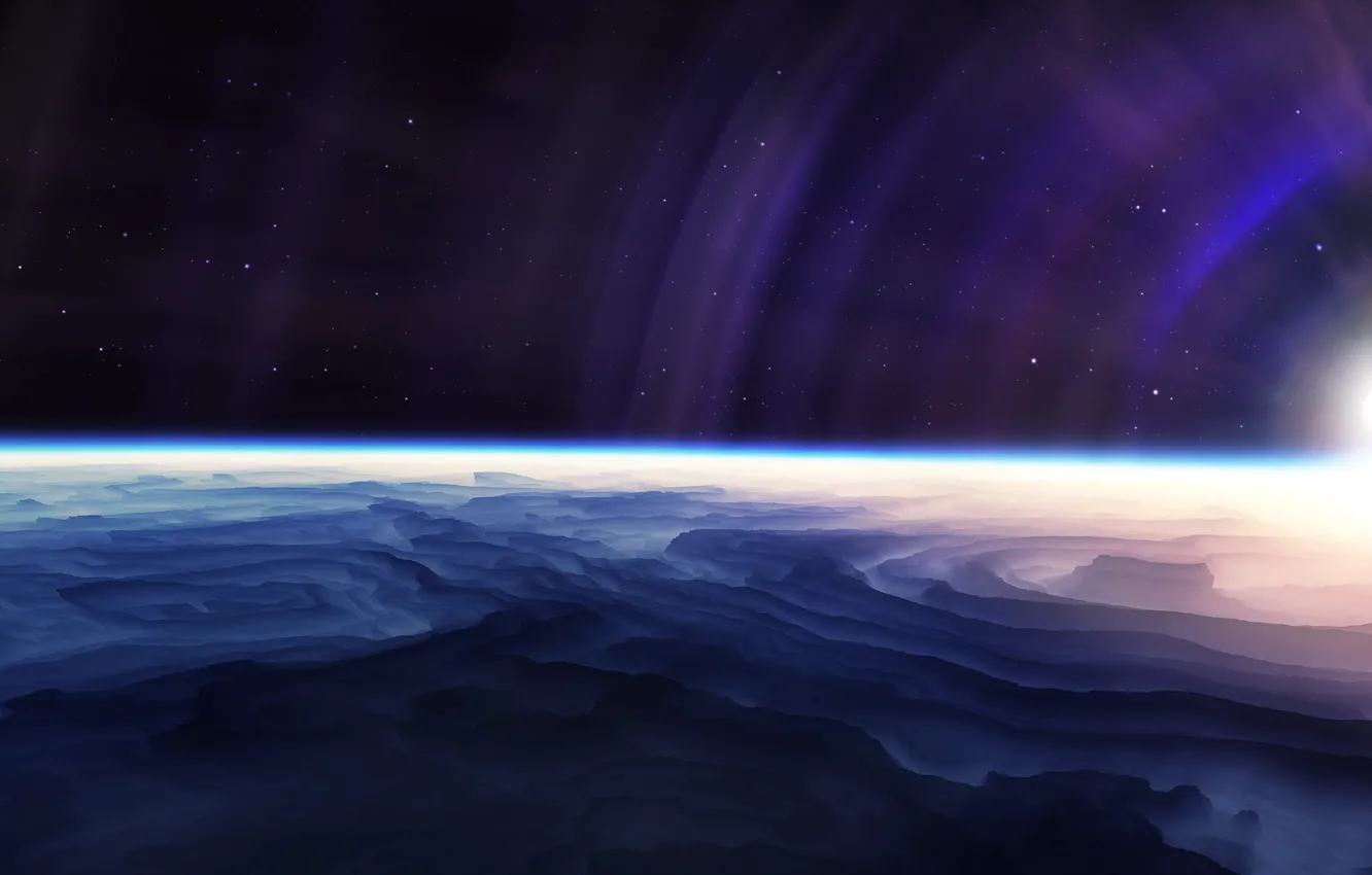 Photo wallpaper stars, light, planet