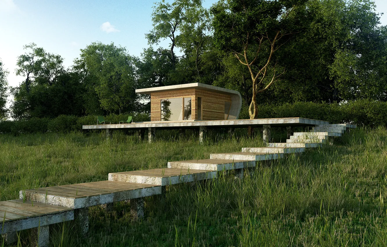 Photo wallpaper stage, buildings, Playground, writer's retreat