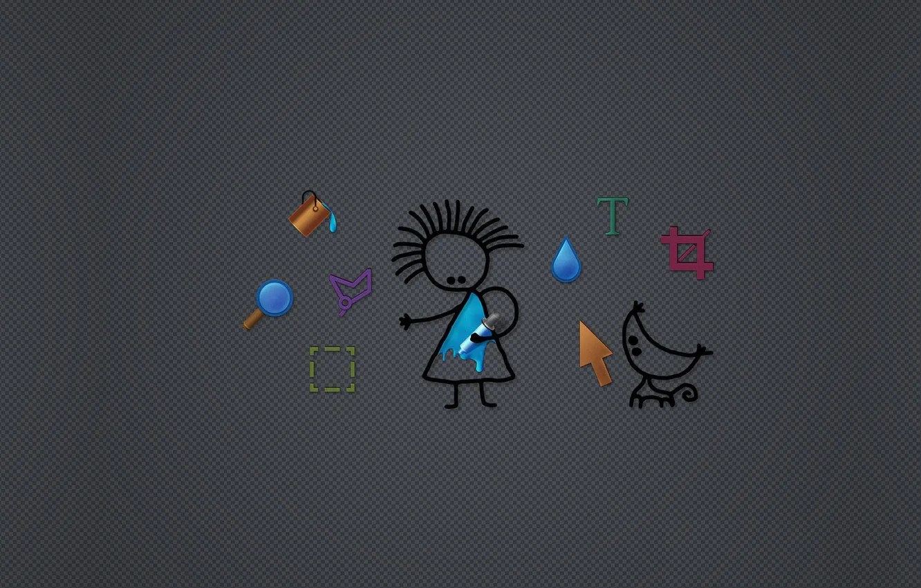 Photo wallpaper icon, the cursor, symbol, grey background, items, screen, hi-tech