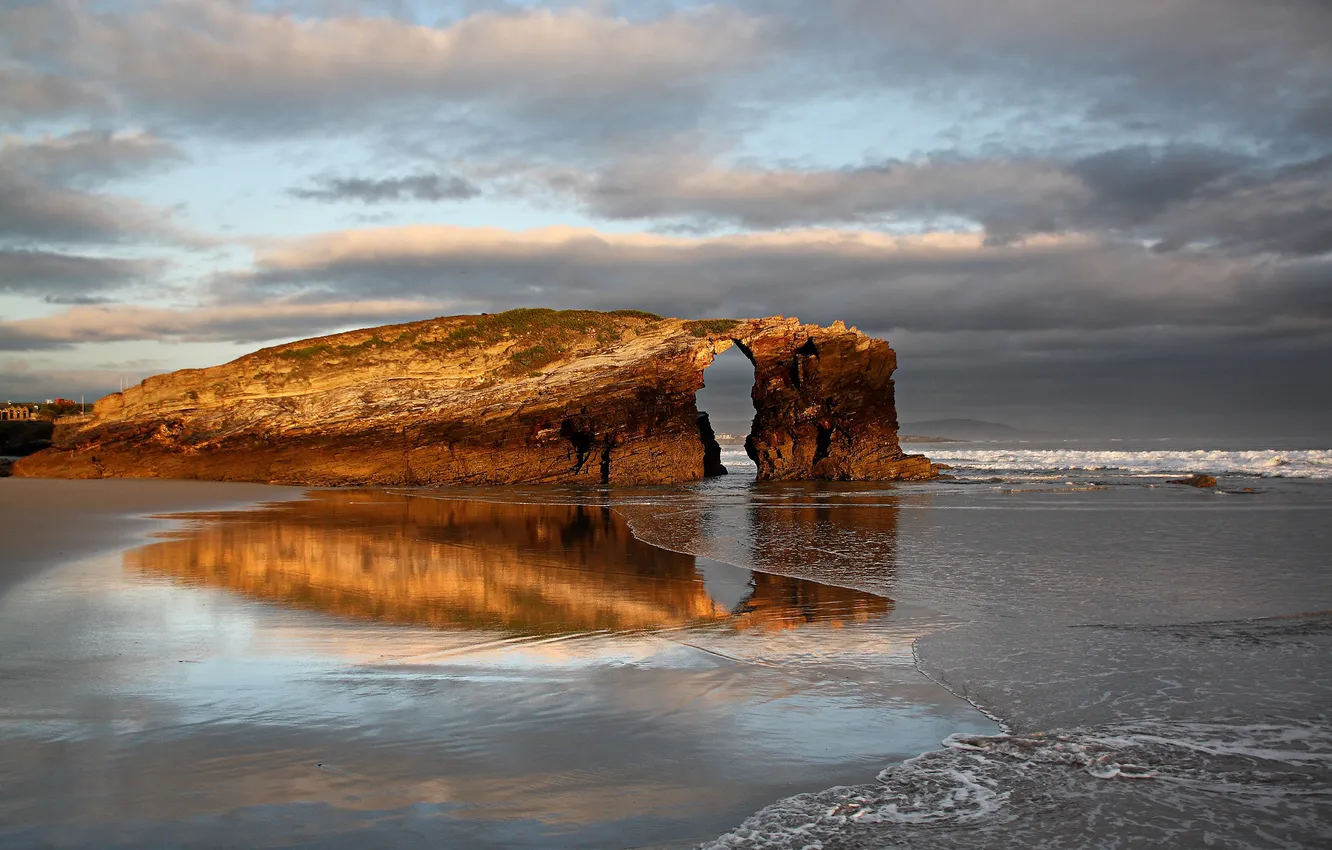 Photo wallpaper sand, sea, rock, shore, arch, Seascape