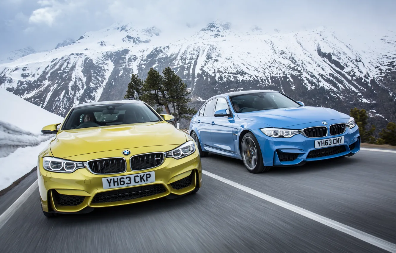 Photo wallpaper snow, blue, nature, mountain, BMW, gold, BMW