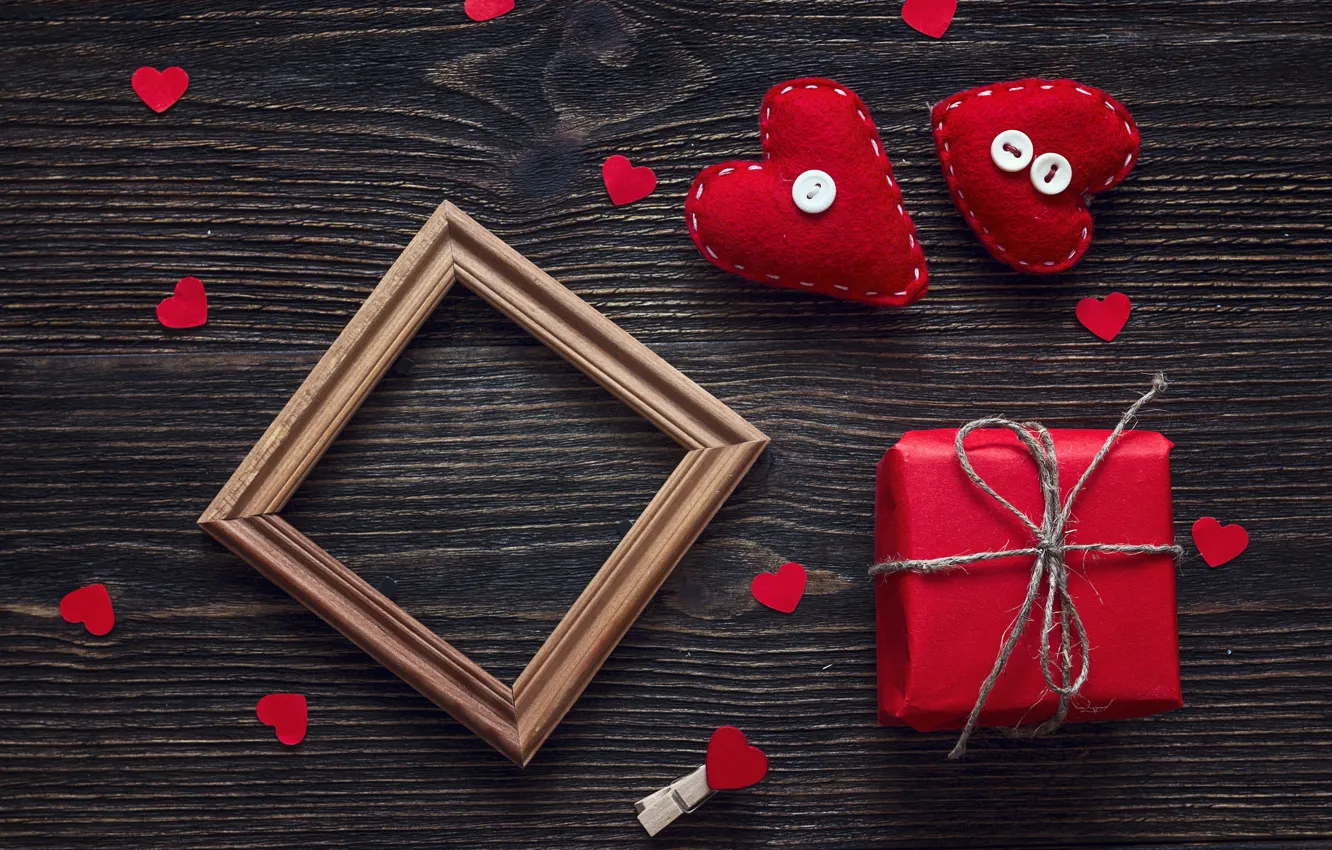 Photo wallpaper love, gift, heart, hearts, red, love, heart, wood
