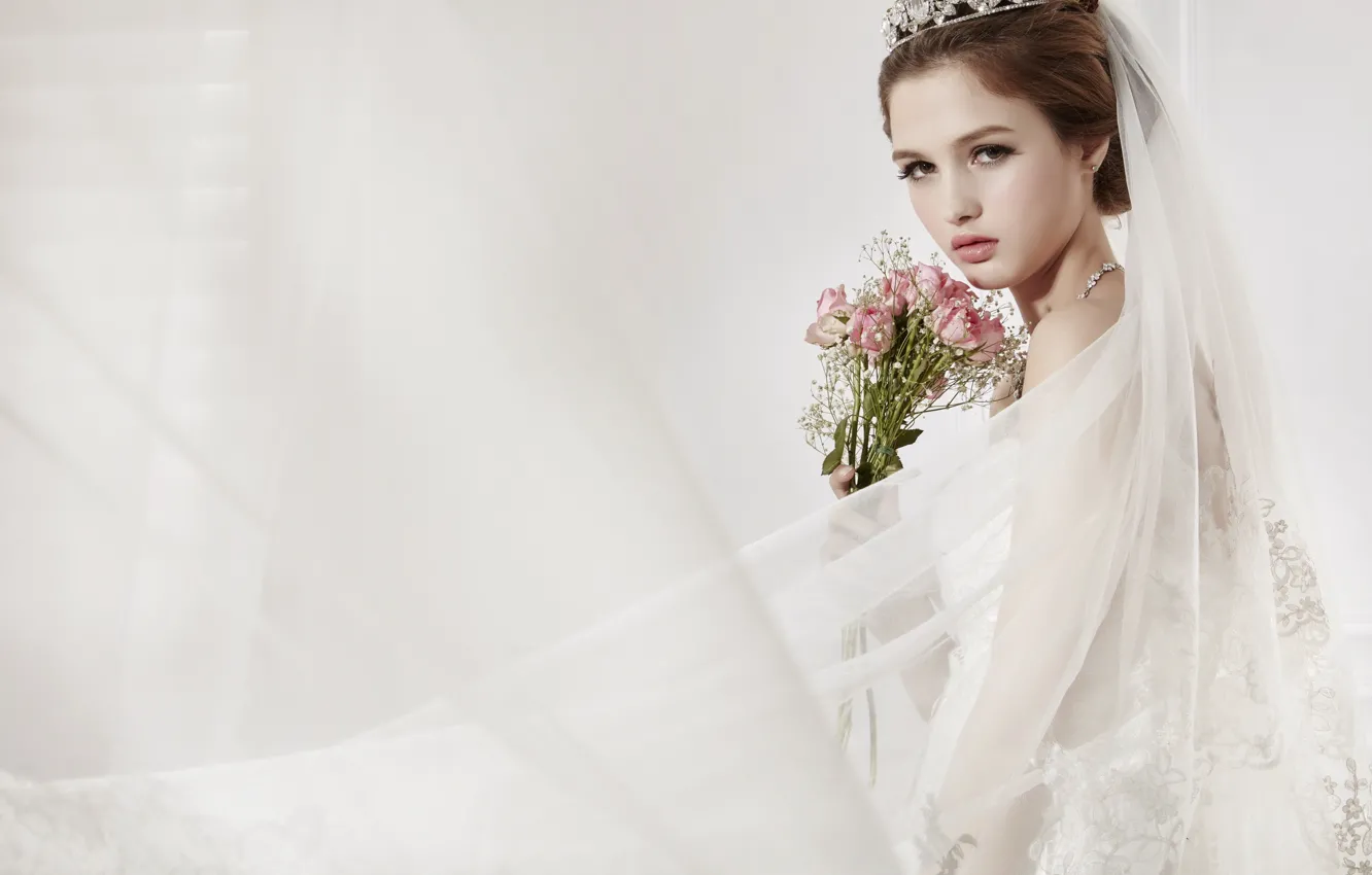 Photo wallpaper look, girl, the bride