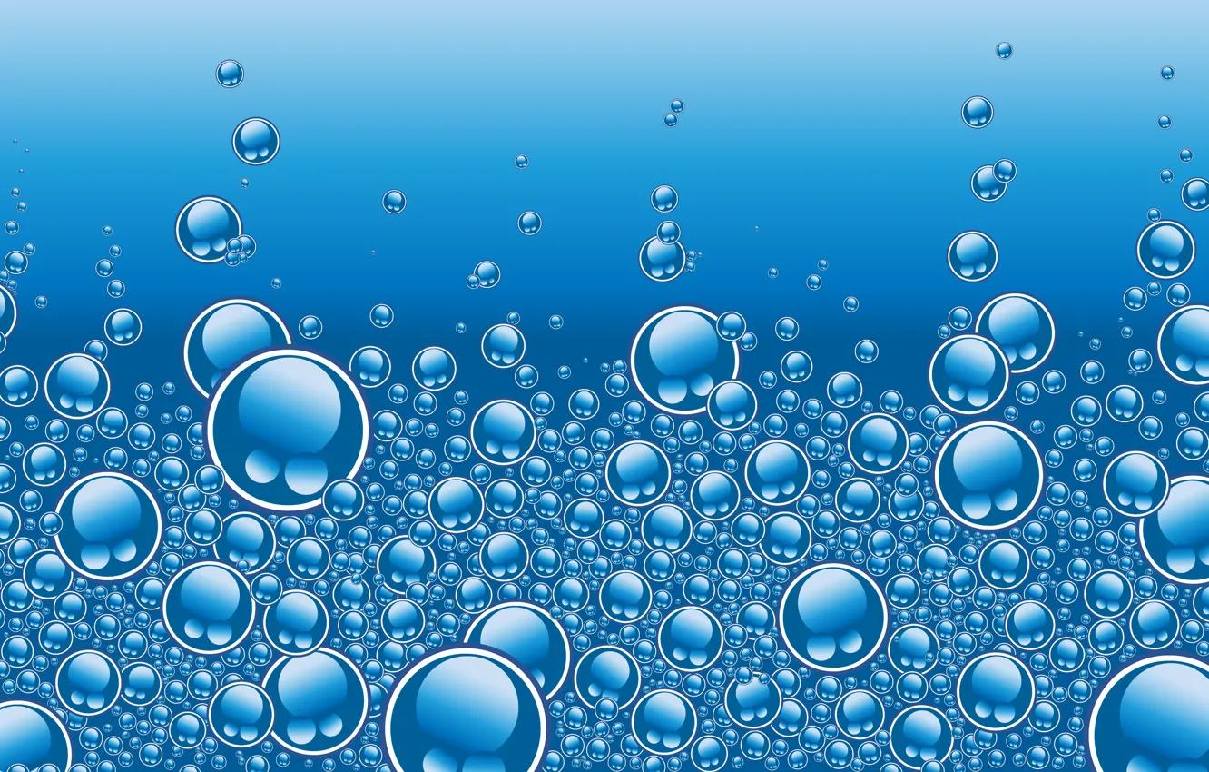 Photo wallpaper water, bubbles, blue