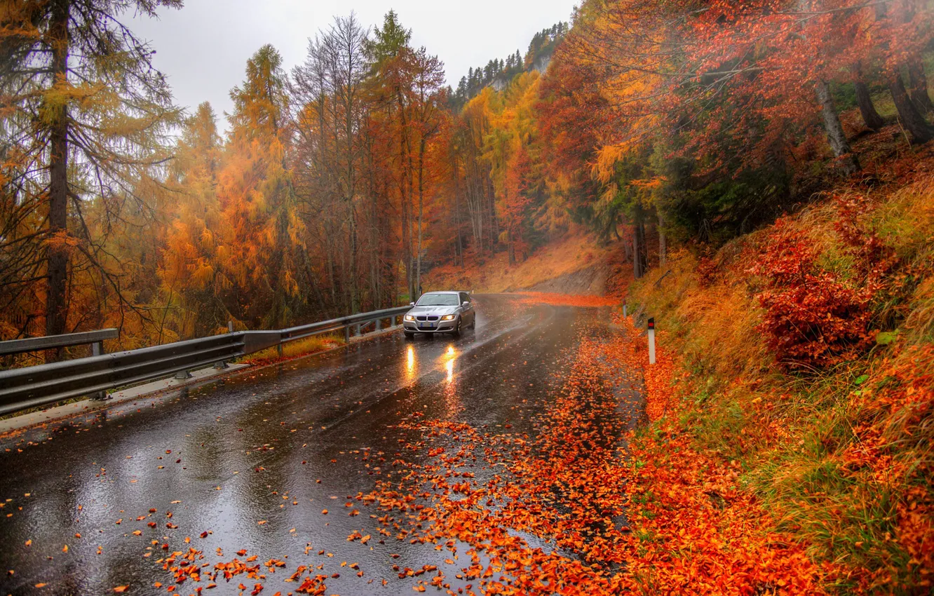Photo wallpaper auto, autumn, Italy, Alps
