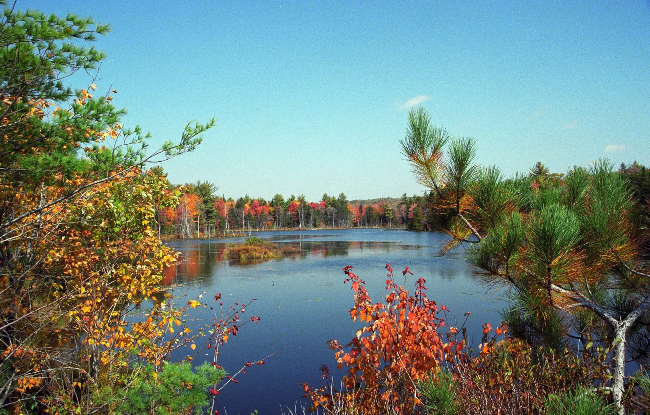 Photo wallpaper autumn, landscape, lake