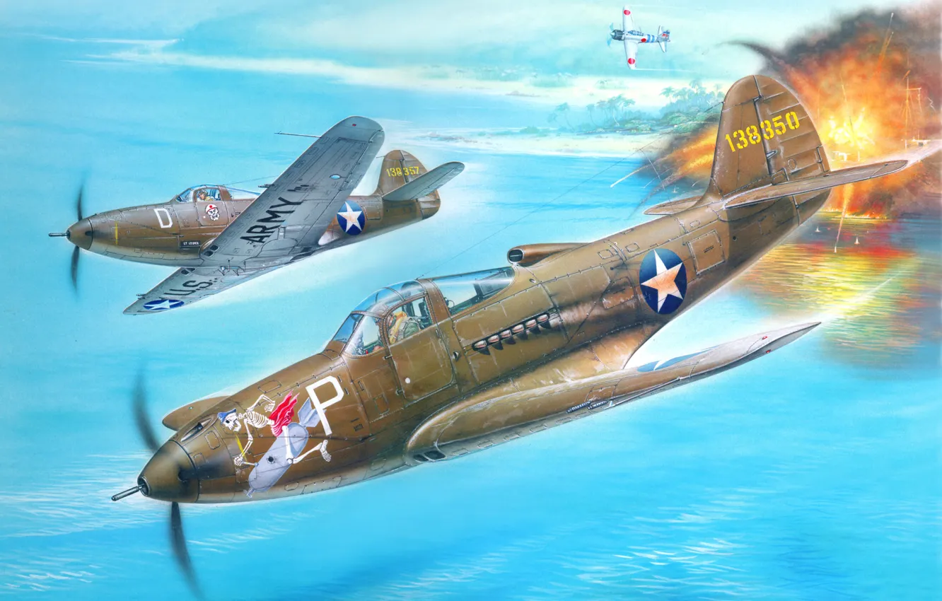 Photo wallpaper Figure, Fighter, Multipurpose, Bell, American, P-400 (Aira Cobra Mk.I), P 39, F 1