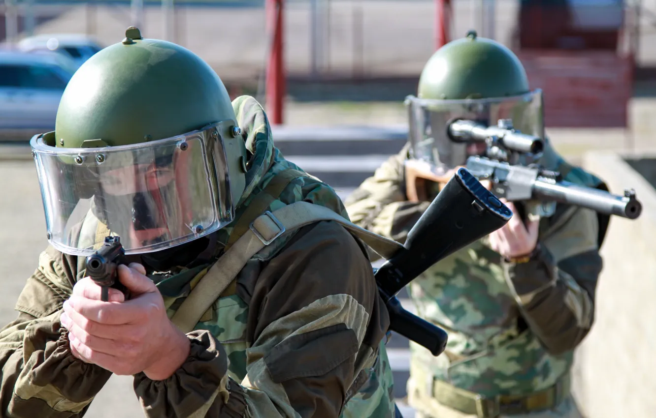 Photo wallpaper weapons, helmet, helmet, special forces