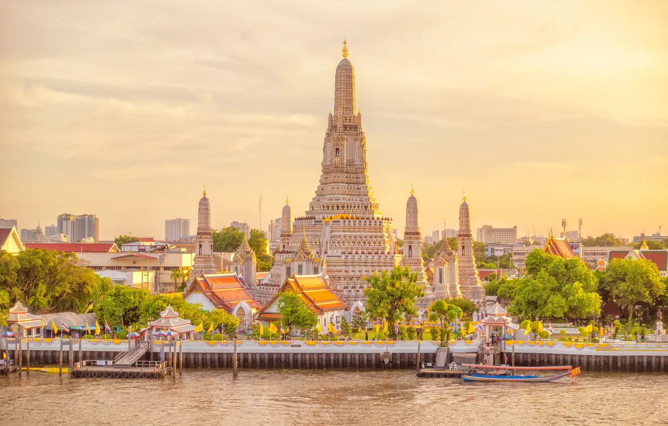 Photo wallpaper background, architecture, ancient, Asia, Bangkok, attraction, arun