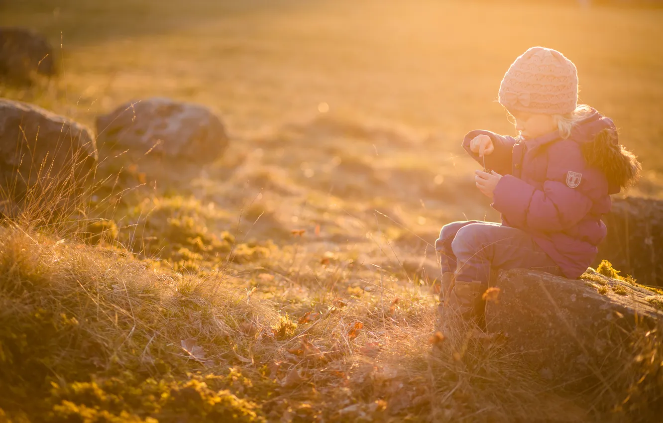 Photo wallpaper stones, lighting, jacket, girl