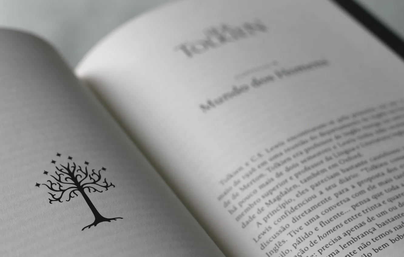 Photo wallpaper tree, figure, book, page