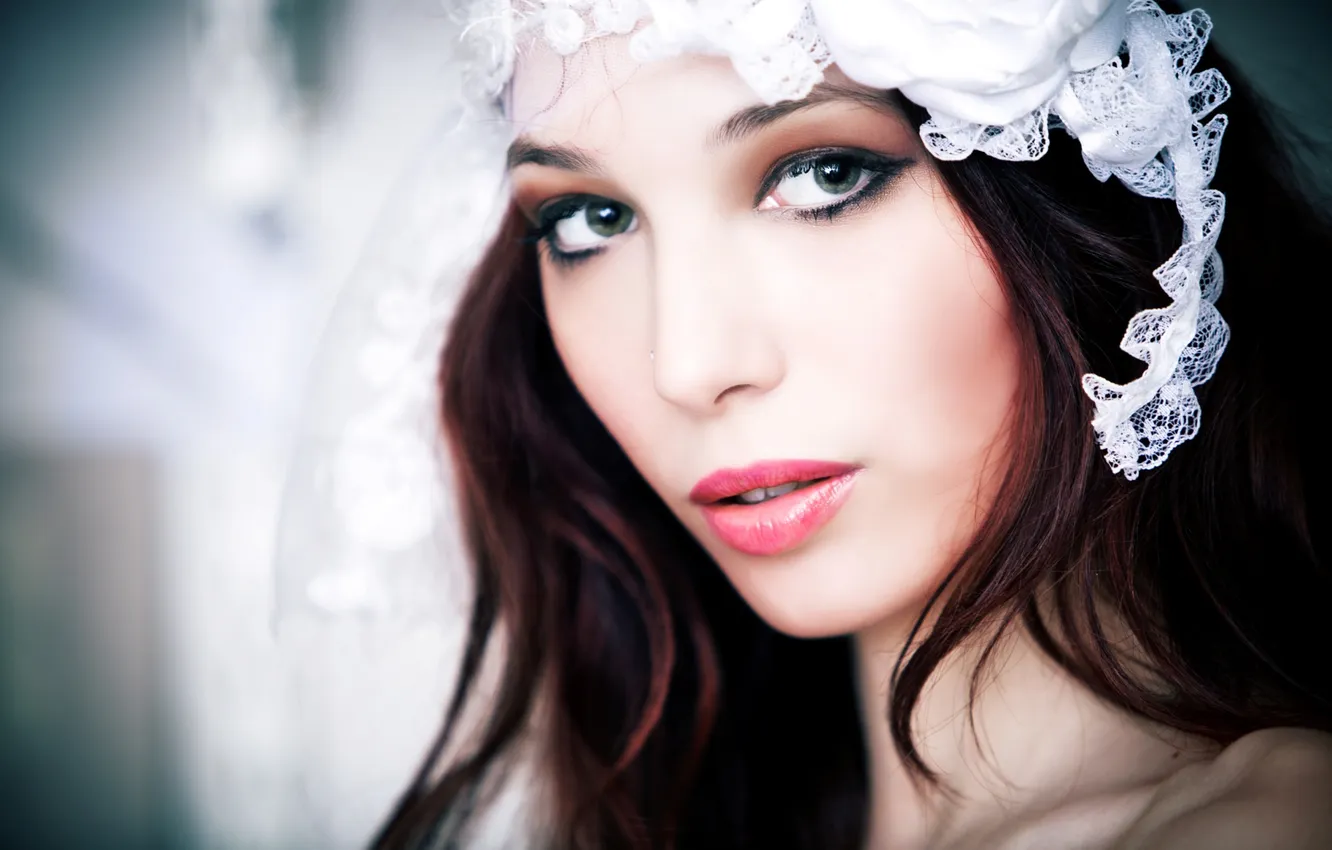 Photo wallpaper look, face, the bride, veil