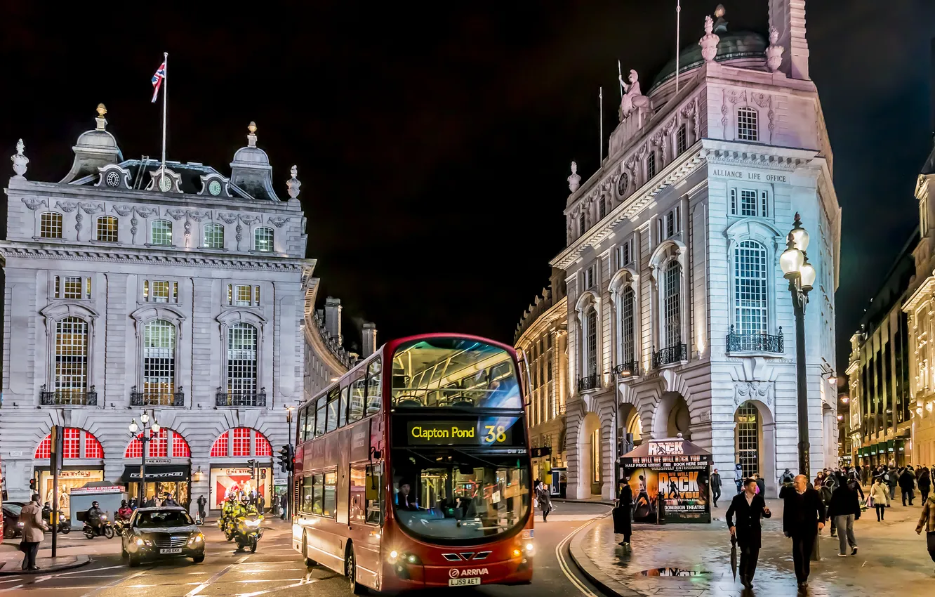 Photo wallpaper night, city, the city, lights, street, London, night, street