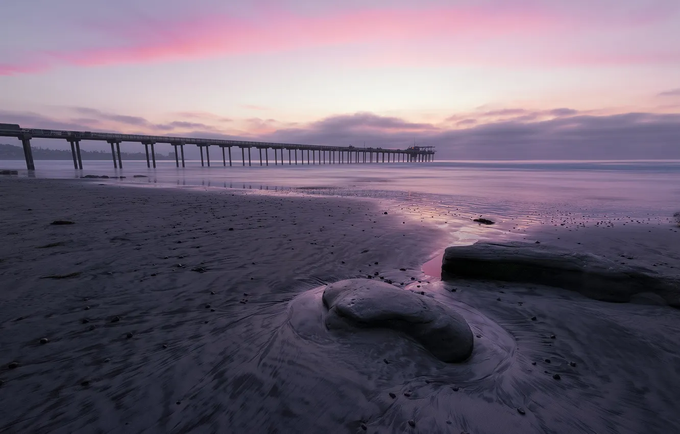 Photo wallpaper sea, bridge, shore