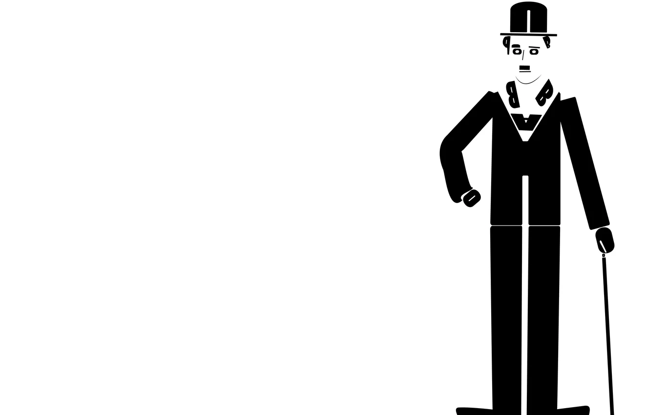 Photo wallpaper Comedian, Adobe, Illustrator, letter, black and white, Charlie Chaplin, Minimalism, Comedy