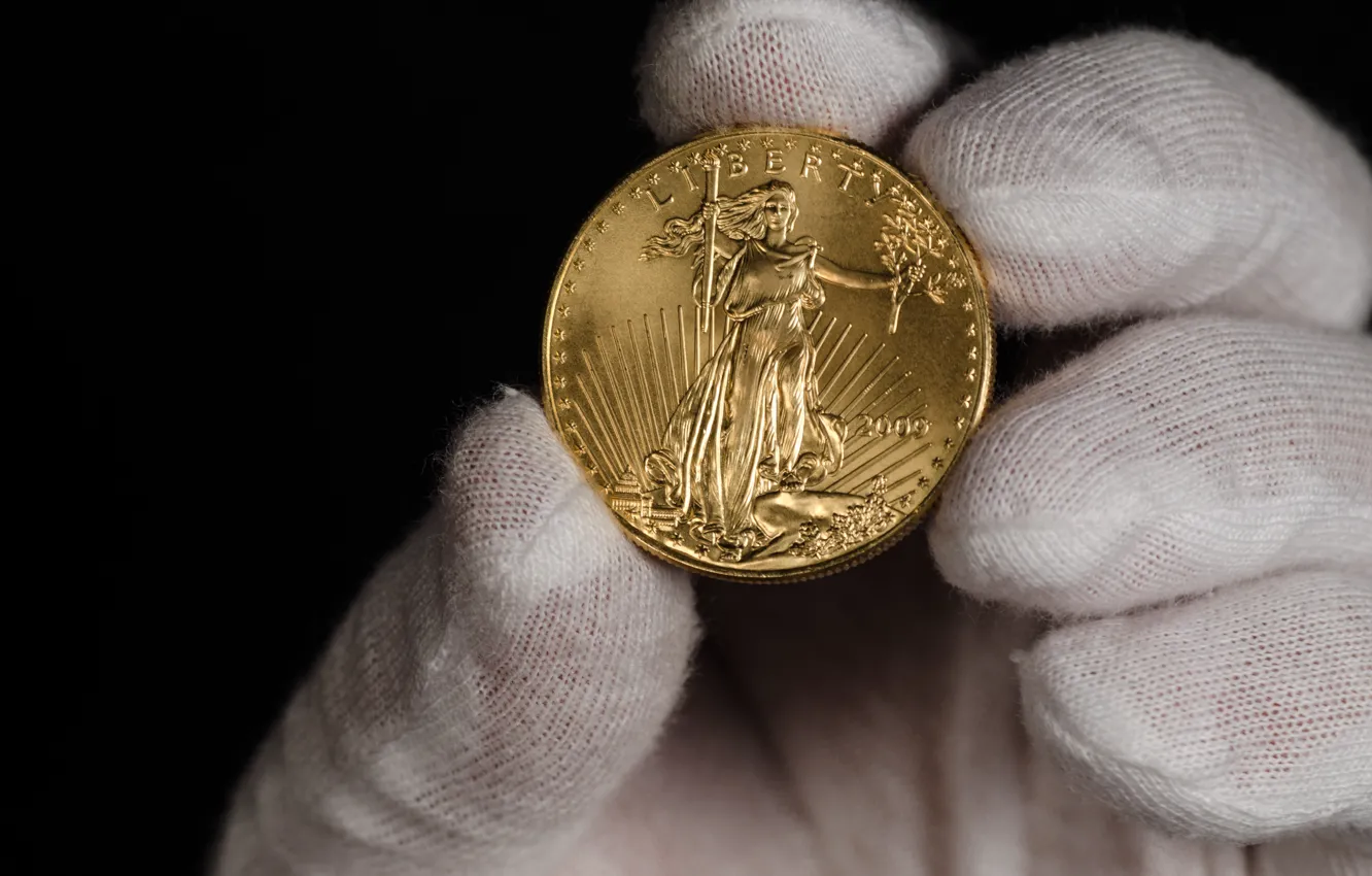 Photo wallpaper gold, gloves, coin