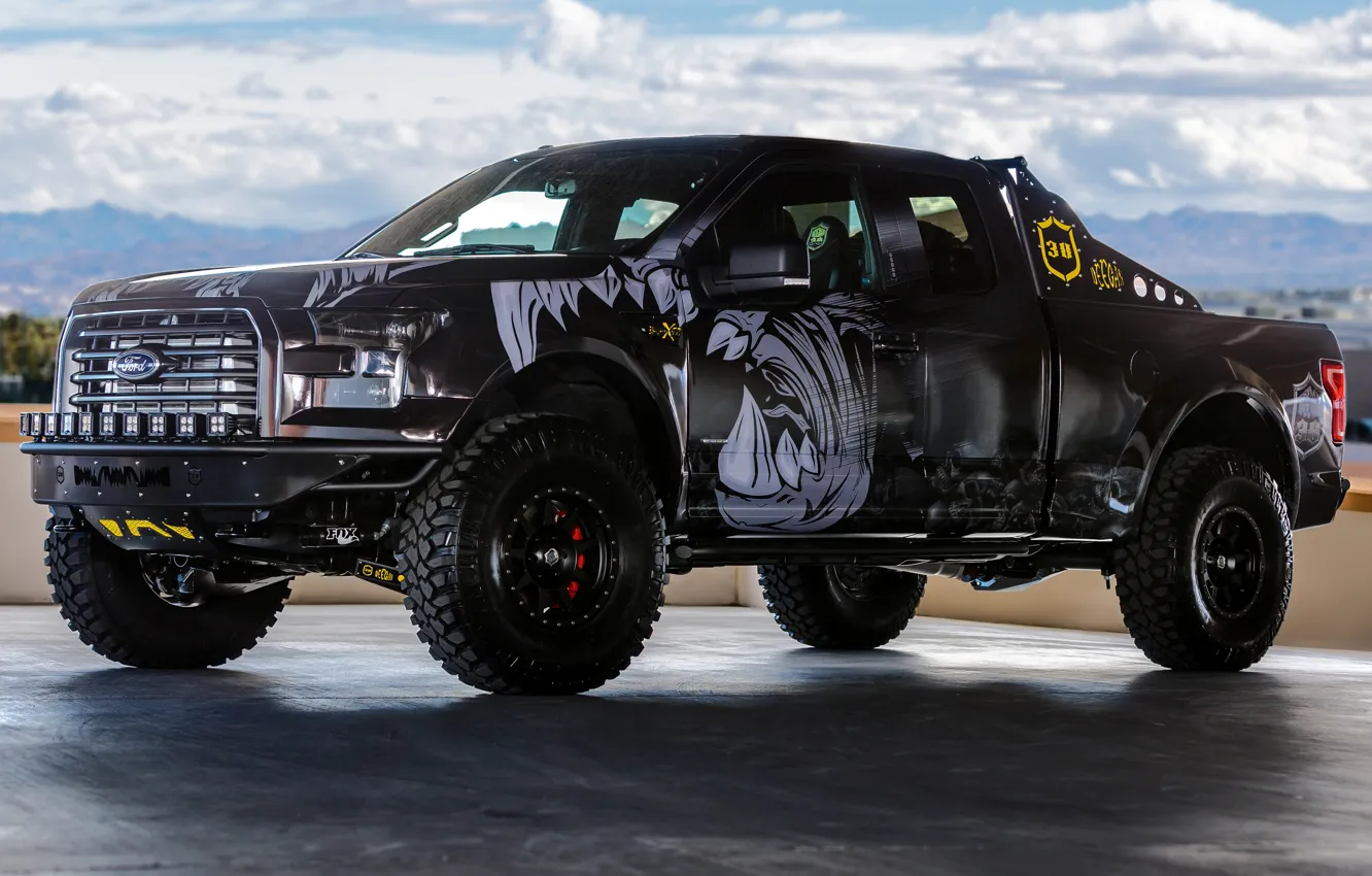 Photo wallpaper Ford, black, F-150, EcoBoost, SEMA 2014, Ford F-150, Deegan 38