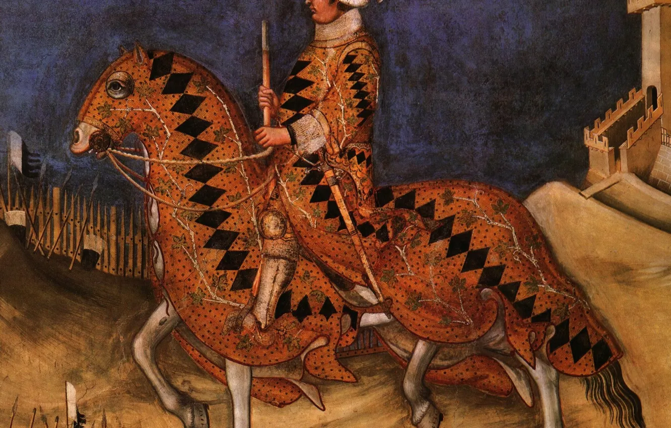 Photo wallpaper horse, rider, diamonds, Simone, Tartini, the middle ages, Soldier of fortune, Guidoriccio da Fogliano