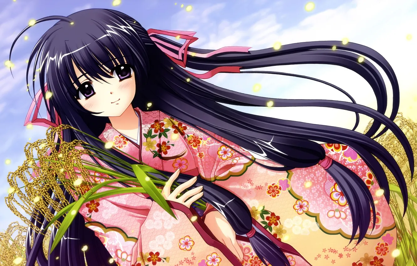 Photo wallpaper the sky, look, girl, kimono